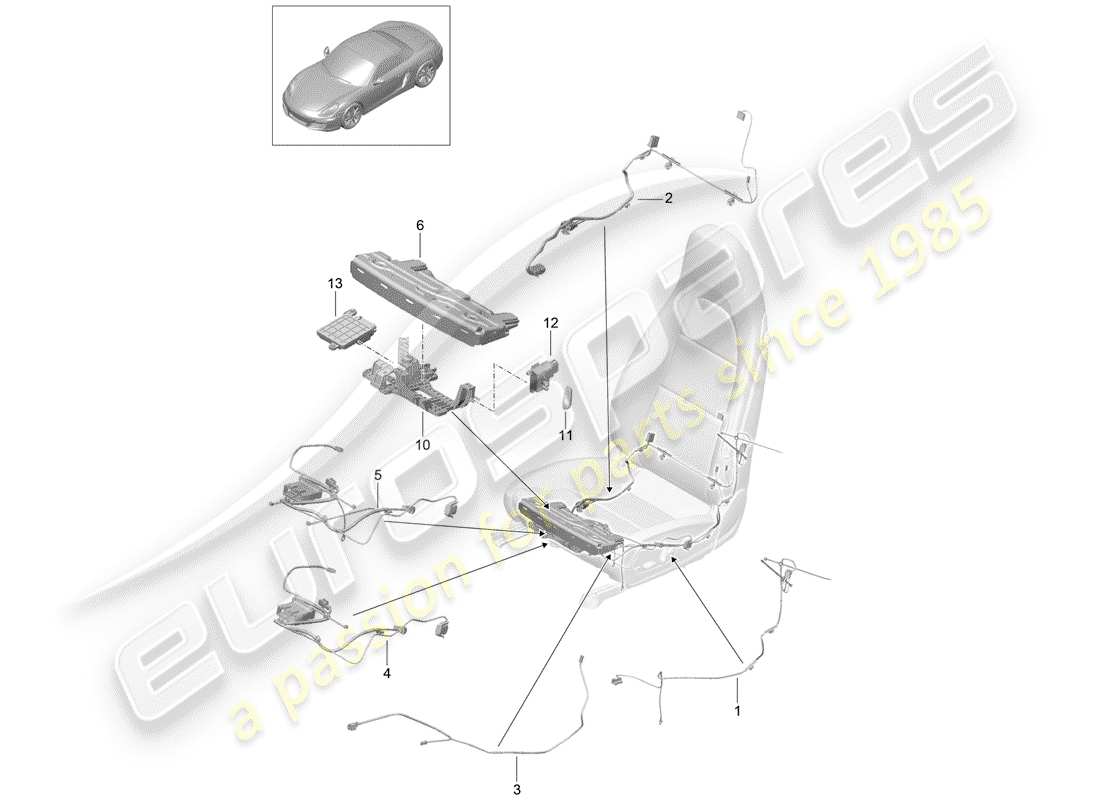 porsche 2015 (981 boxster) faisceaux de câbles schéma des pièces