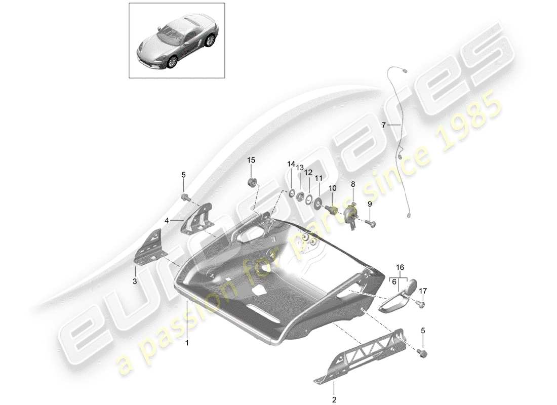 porsche 2018 (718 boxster) seat schéma des pièces