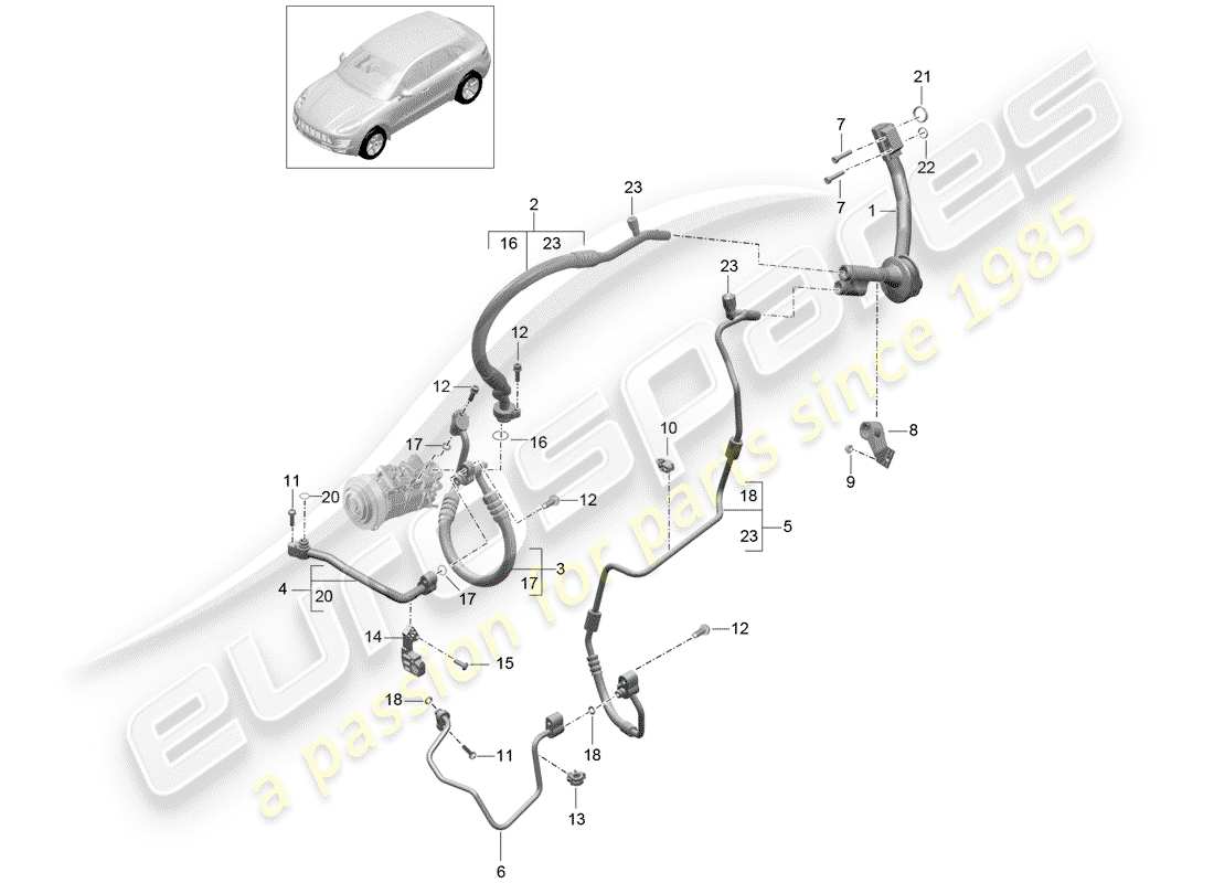 porsche 2015 (macan) circuit frigorifique schéma des pièces