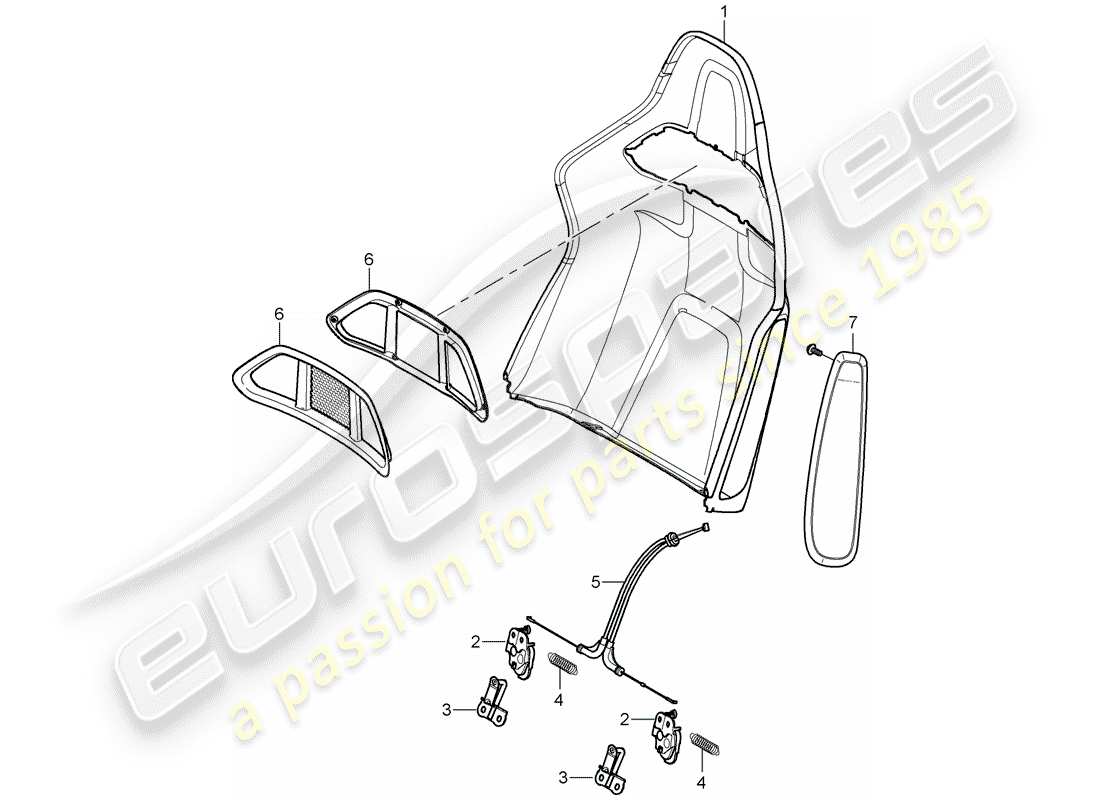 porsche 2009 997-2 turbo / gt2 coque de dossier schéma des pièces