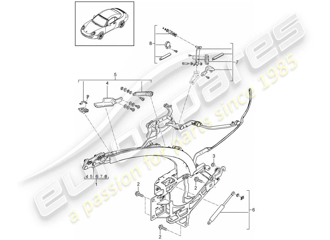 porsche 2009 (997-2) cadre supérieur schéma des pièces