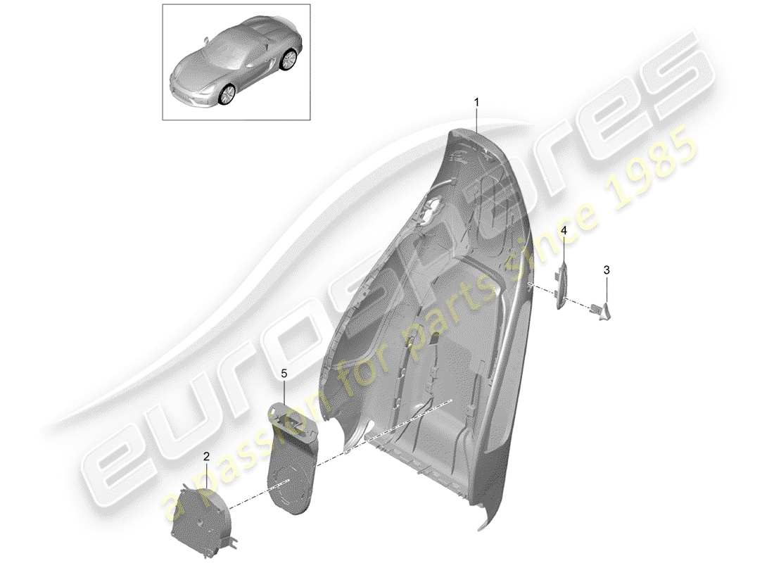 porsche 2016 (981 boxster spyder) coque de dossier schéma des pièces