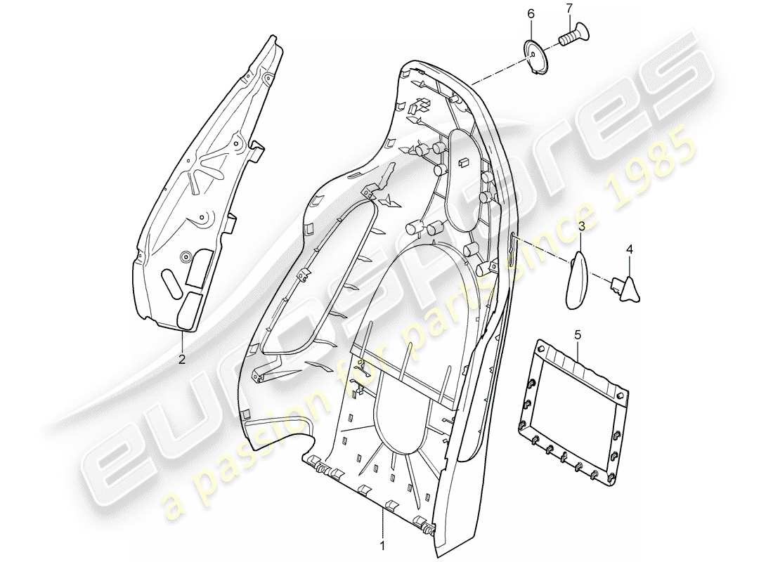 porsche 2006 (987 boxster) coque de dossier schéma des pièces