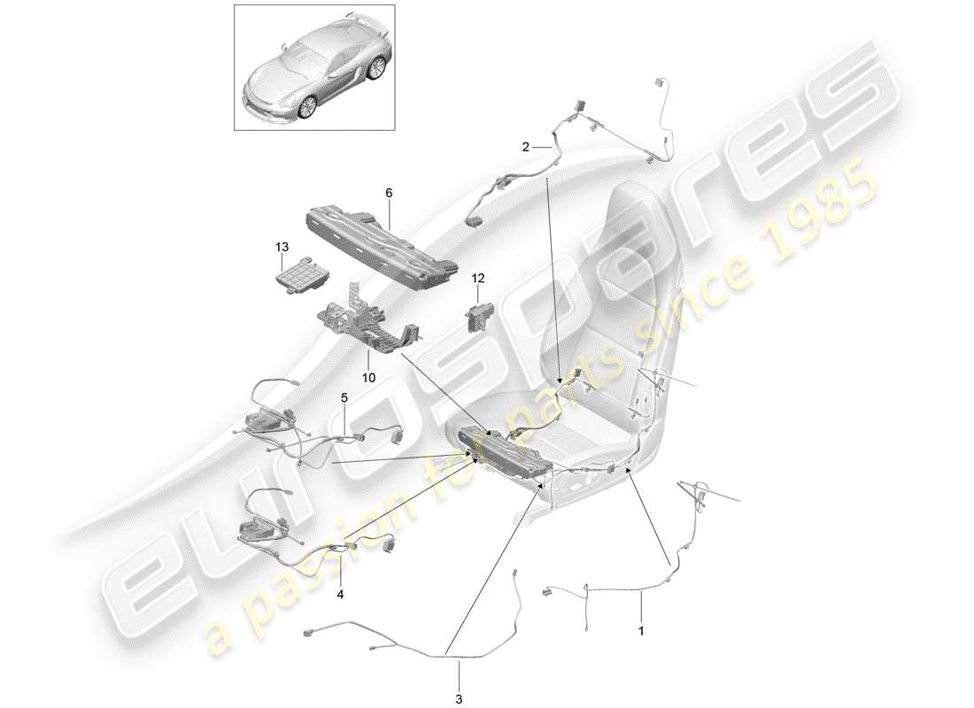 porsche 2016 (981 cayman gt4) faisceau de câblage schéma des pièces