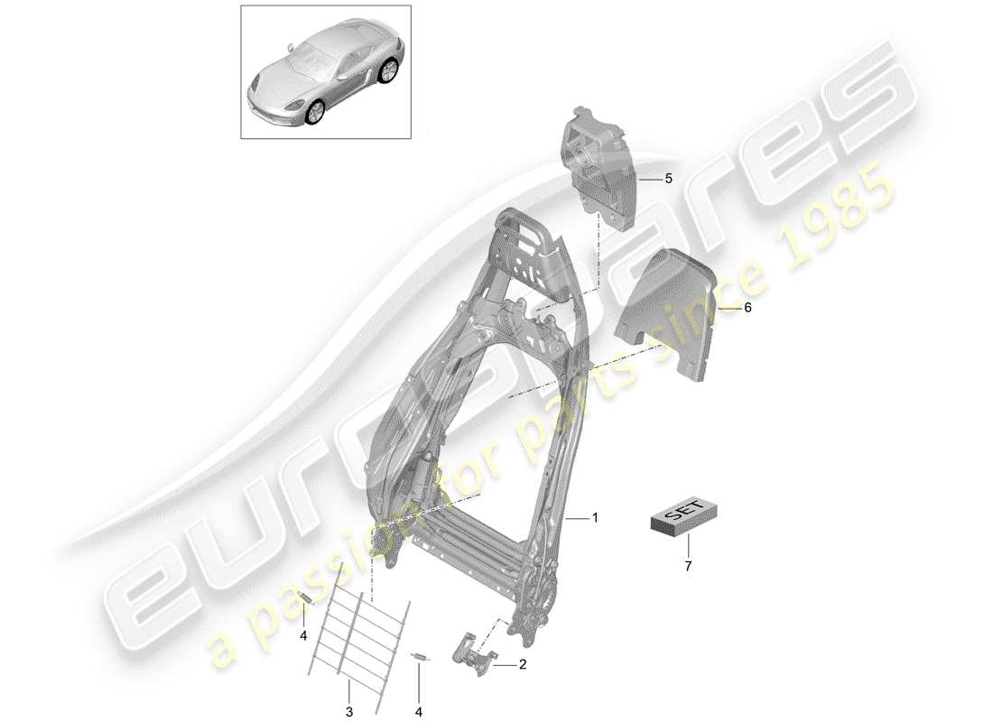 porsche 2017 (718 cayman) cadre - dossier schéma des pièces
