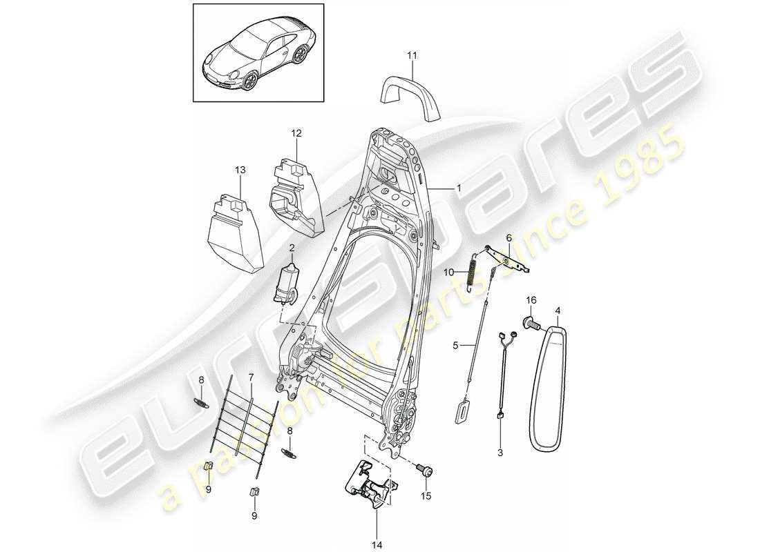 porsche 2010 (997-2) cadre de dossier schéma des pièces