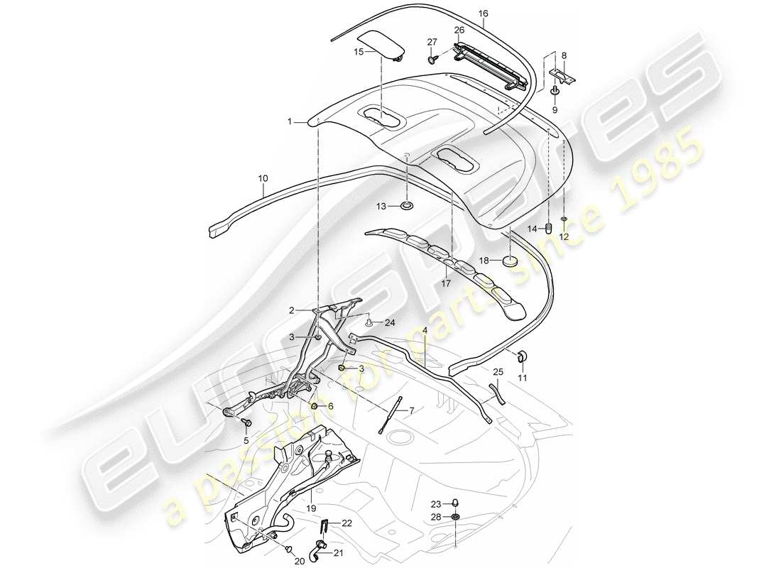 porsche 2012 (997-2) coffre de rangement supérieur schéma des pièces