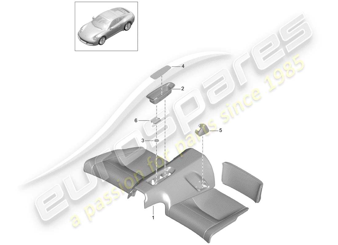 porsche 2020 (991-2) coussin de siège arrière schéma des pièces