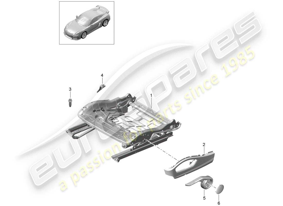 porsche 2016 (981 cayman gt4) cadre de siège schéma des pièces