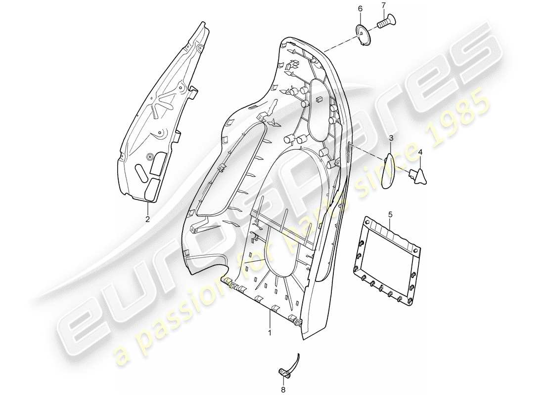 porsche 2007 (997-1) coque de dossier schéma des pièces