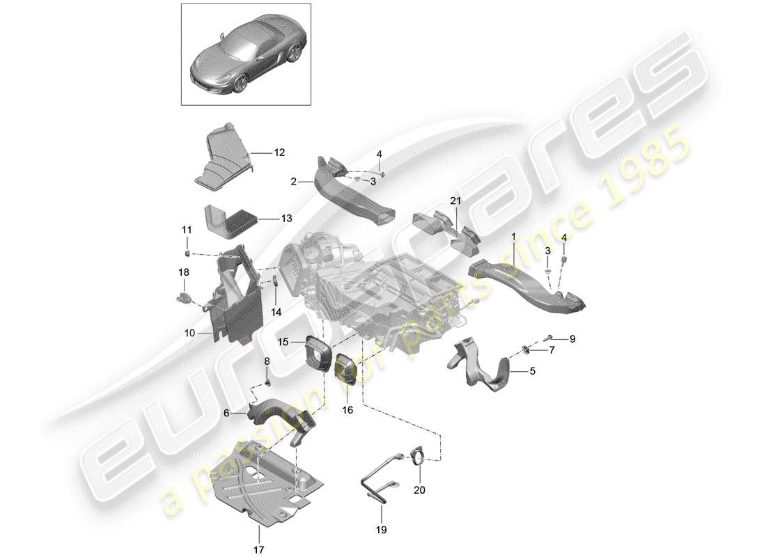 porsche 2015 (981 boxster) conduit d'air schéma des pièces