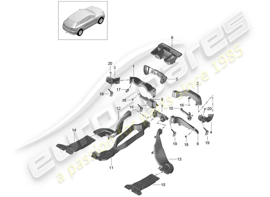 porsche 2017 (macan) conduit d'air schéma des pièces