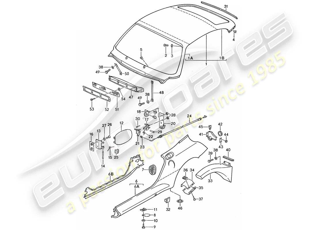 porsche 1988 (959) panneaux exterieurs schéma des pièces