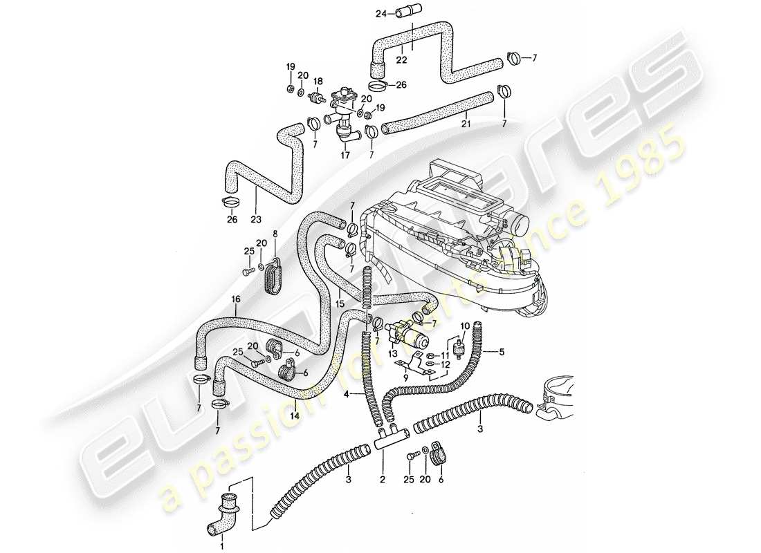 porsche 1988 (959) ventilation - système de chauffage 2 schéma des pièces