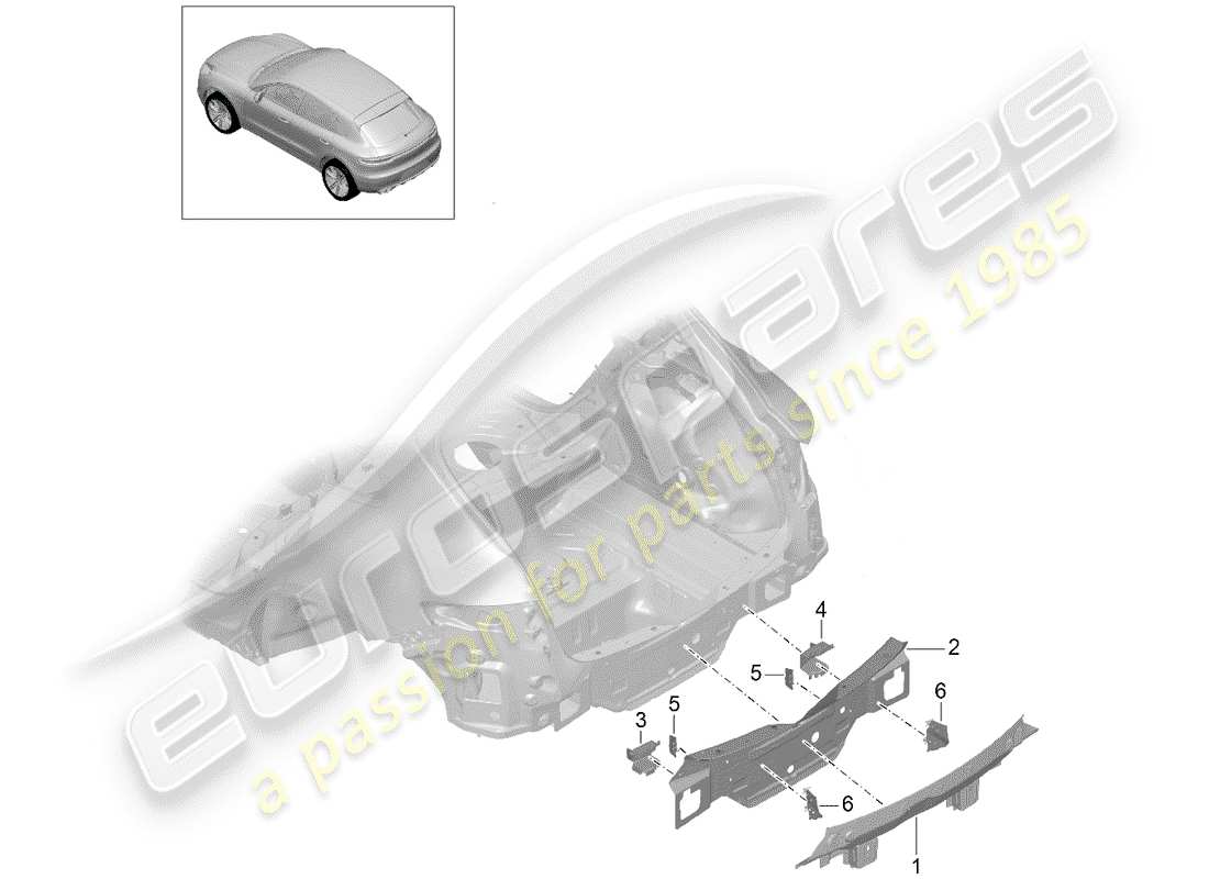 porsche 2019 (macan) plaque d'extrémité schéma des pièces