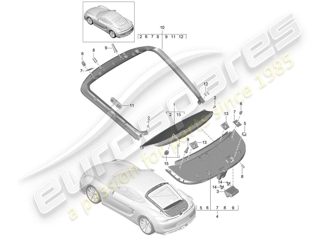 porsche 2016 (981 cayman gt4) garniture schéma des pièces