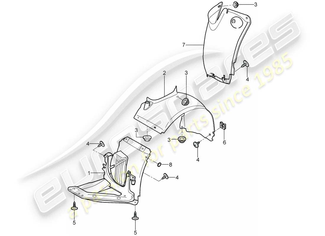 porsche 2007 (997-1) garnitures schéma des pièces