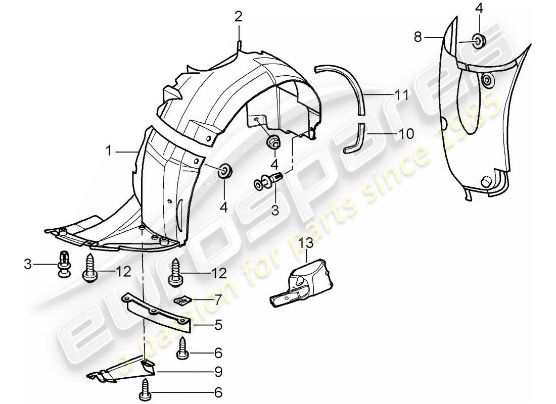 porsche 2002 (996 gt3) garniture - pour - carter de roue schéma des pièces