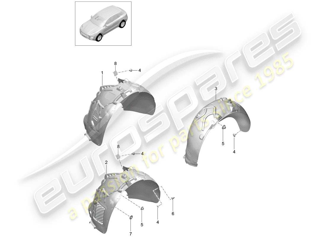 porsche 2016 (macan) diagramme des pièces de doublure