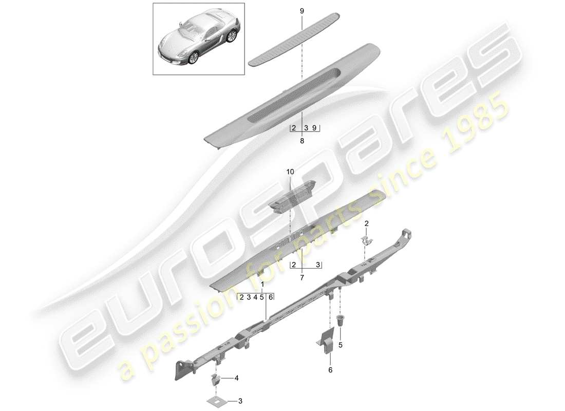 porsche 2015 (981 boxster) diagramme des pièces de doublure