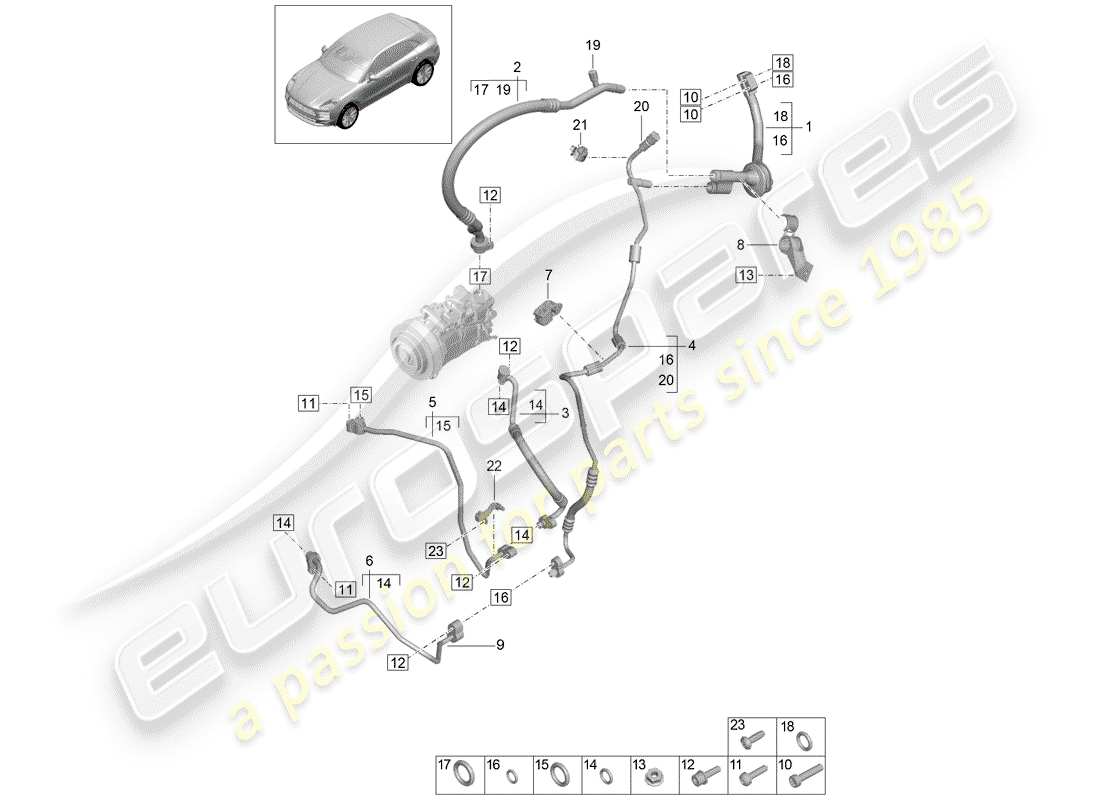 porsche 2019 (macan) circuit frigorifique schéma des pièces