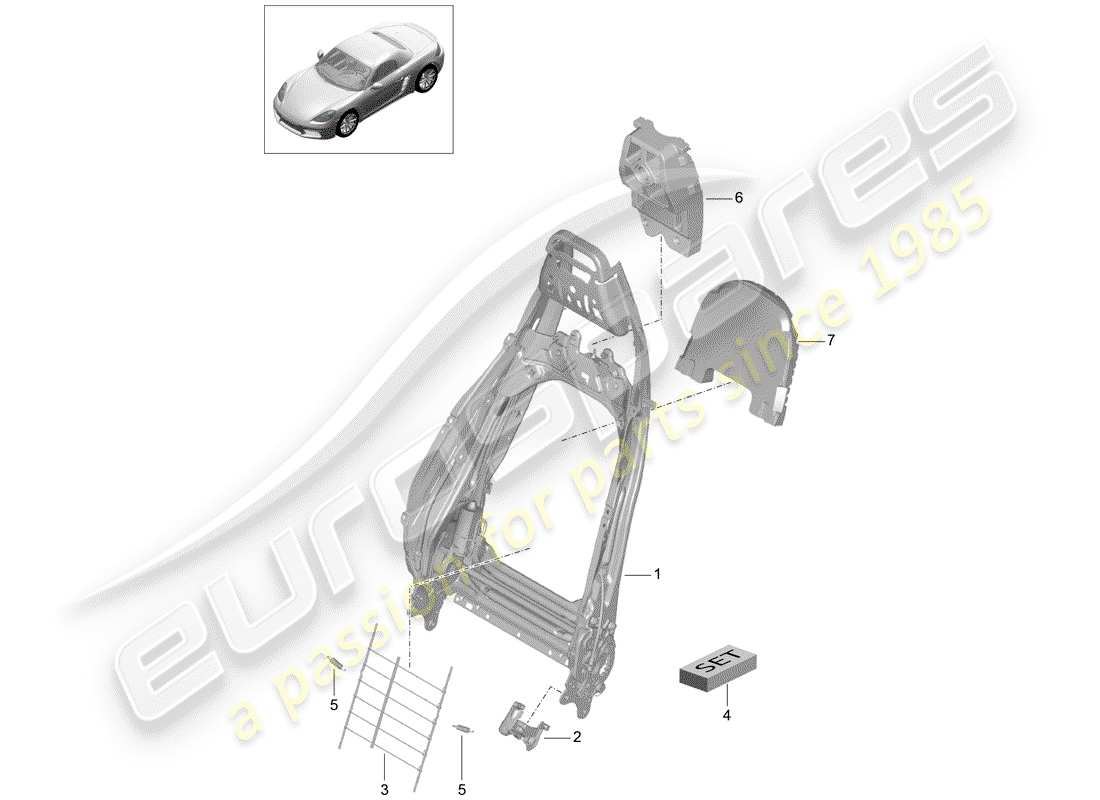 porsche 2019 (718 boxster) cadre - dossier schéma des pièces