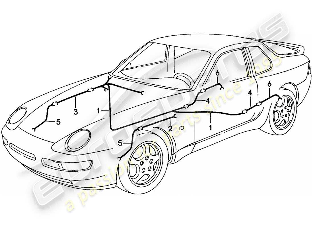 porsche 1994 (968) faisceau de cablage - système de frein antiblocage. -abs- - indicateur d'usure des plaquettes de frein