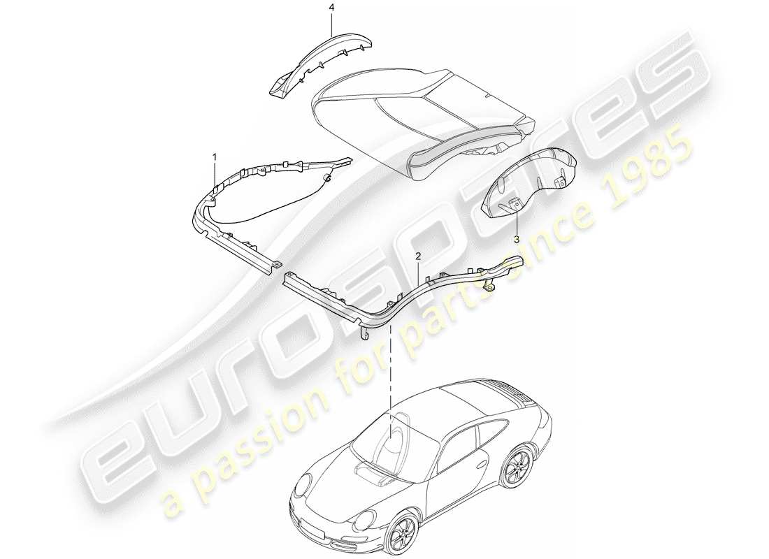 porsche 2005 (997-1) support de coussin schéma des pièces