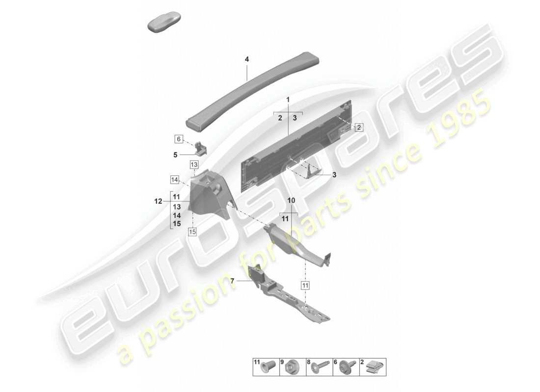 porsche 2020 (992-1) schéma des pièces des garnitures arrière