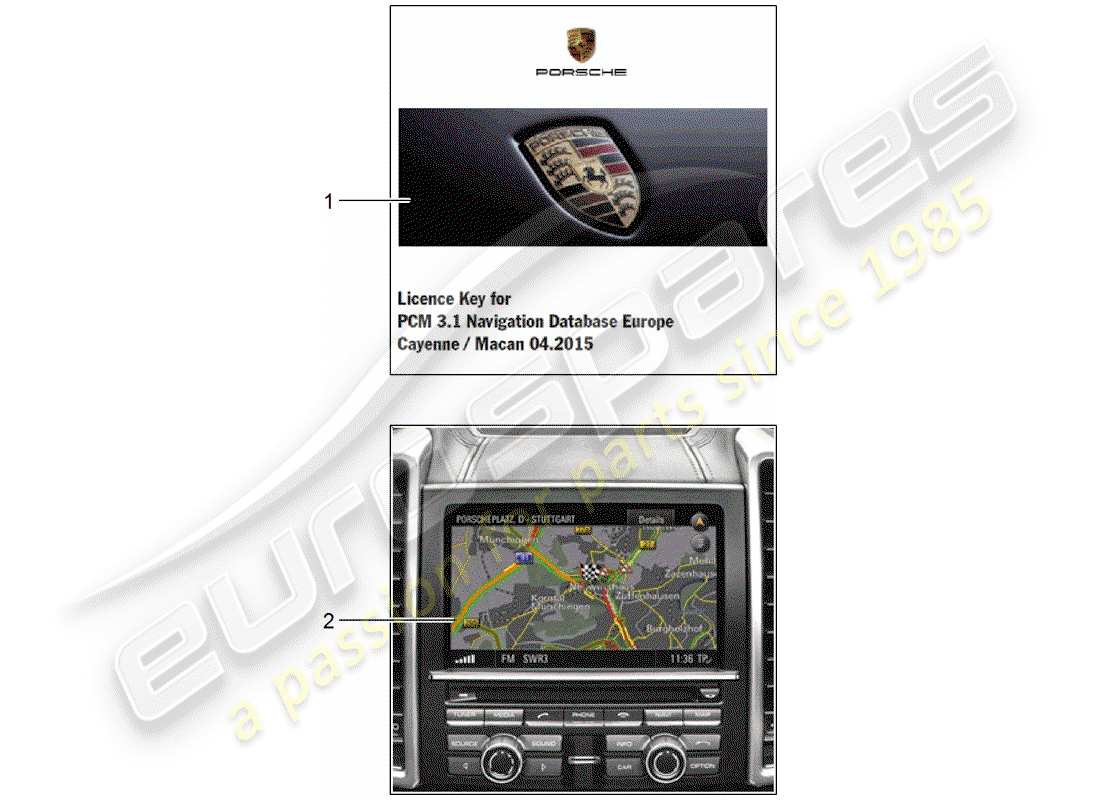 porsche 2013 (tequipment cayenne) système de navigation schéma des pièces
