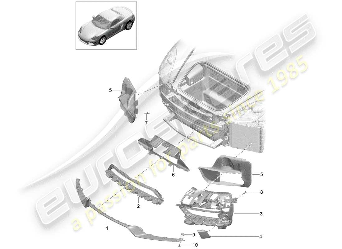 porsche 2019 (718 boxster) diagramme des pièces du conduit d'air