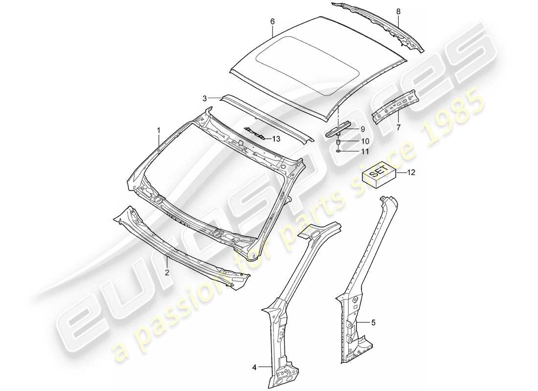 porsche 2007 (997-1) capot schéma des pièces