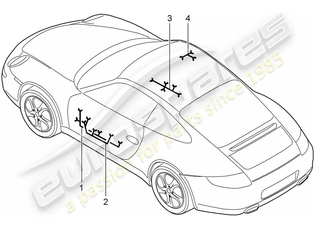 porsche 2009 (997-2) faisceaux de câbles schéma des pièces