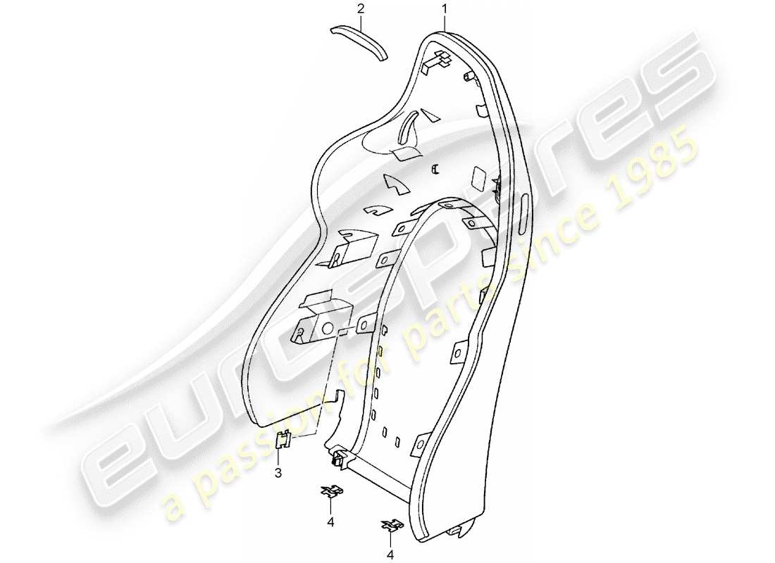 porsche 2002 (996 gt3) coque de dossier - siège sport schéma des pièces