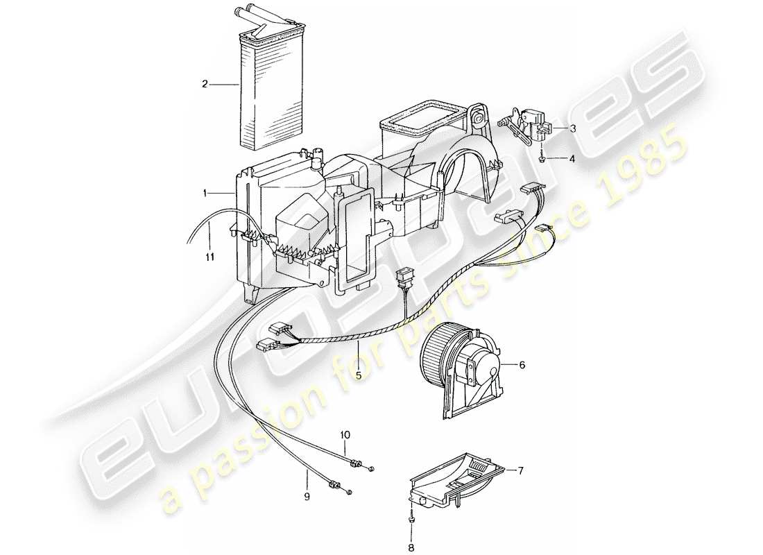 porsche 2003 (996 gt3) chauffage - pièces individuelles schéma des pièces