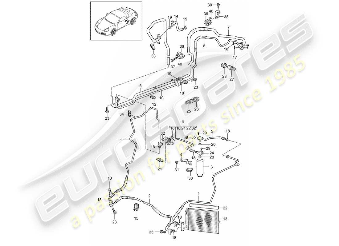 porsche 2009 (987 boxster) circuit frigorifique schéma des pièces