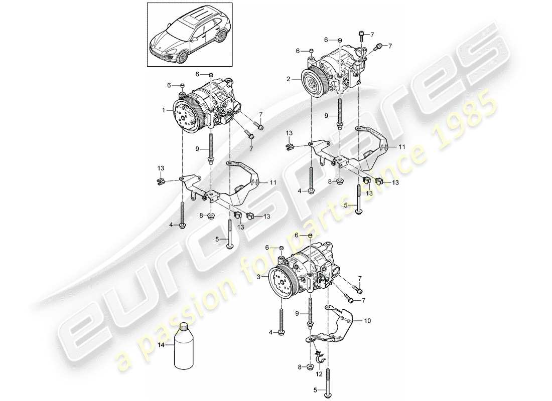 porsche 2018 (cayenne e2 92a) compresseur schéma des pièces