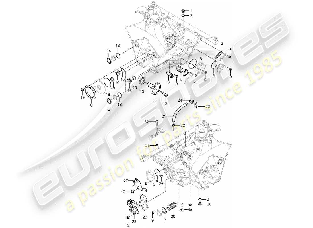 porsche 2005 (carrera gt) carter de transmission schéma des pièces