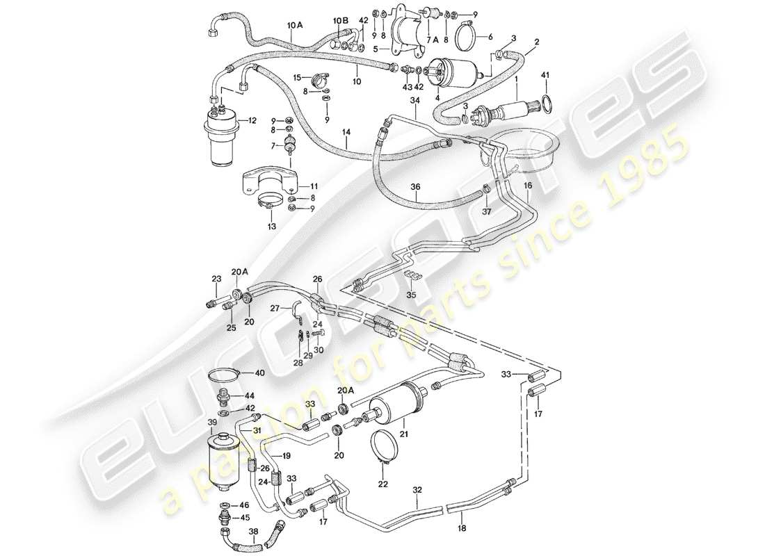 porsche 1979 (924) système de carburant - f 92-49103 158>> - f 92-49400 051>> schéma des pièces