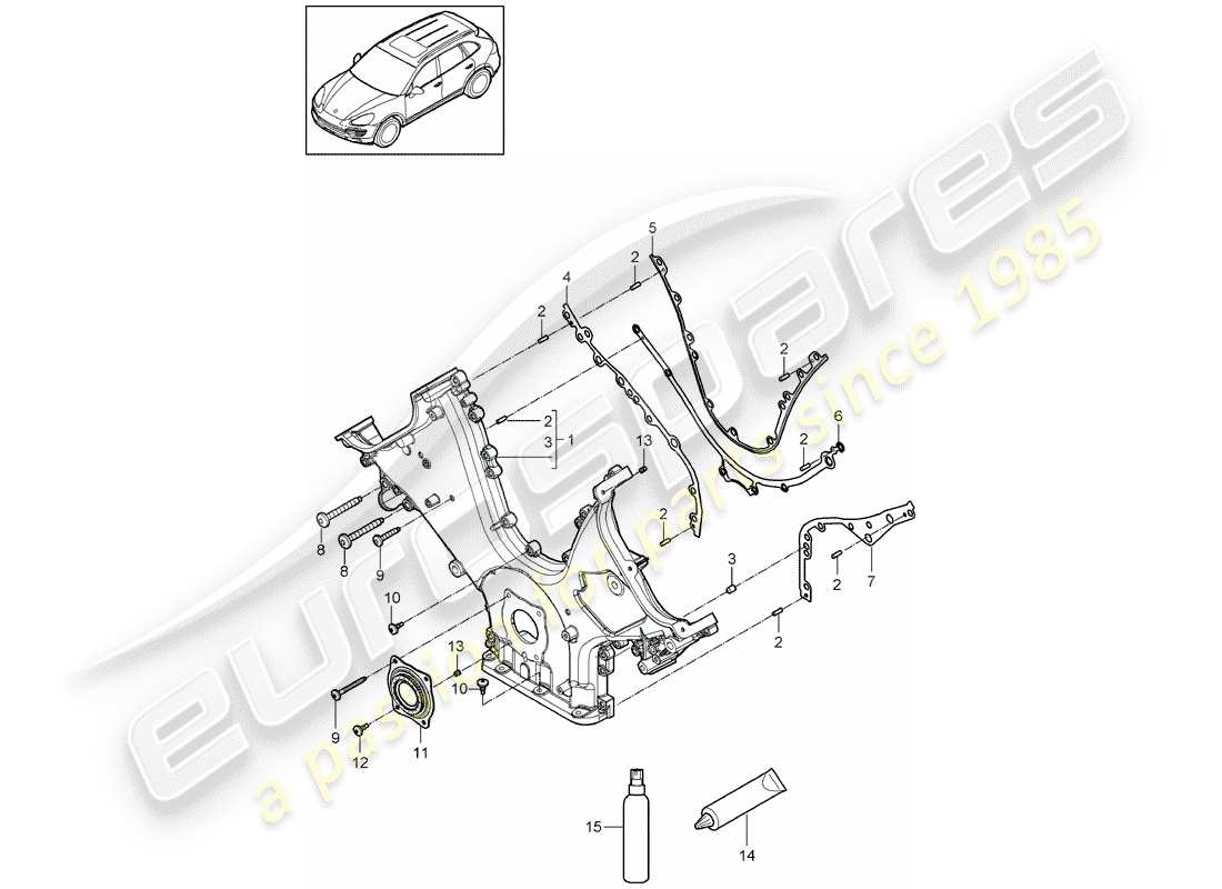 porsche 2011 (cayenne e2 92a) couvercle pour chaîne de distribution schéma des pièces