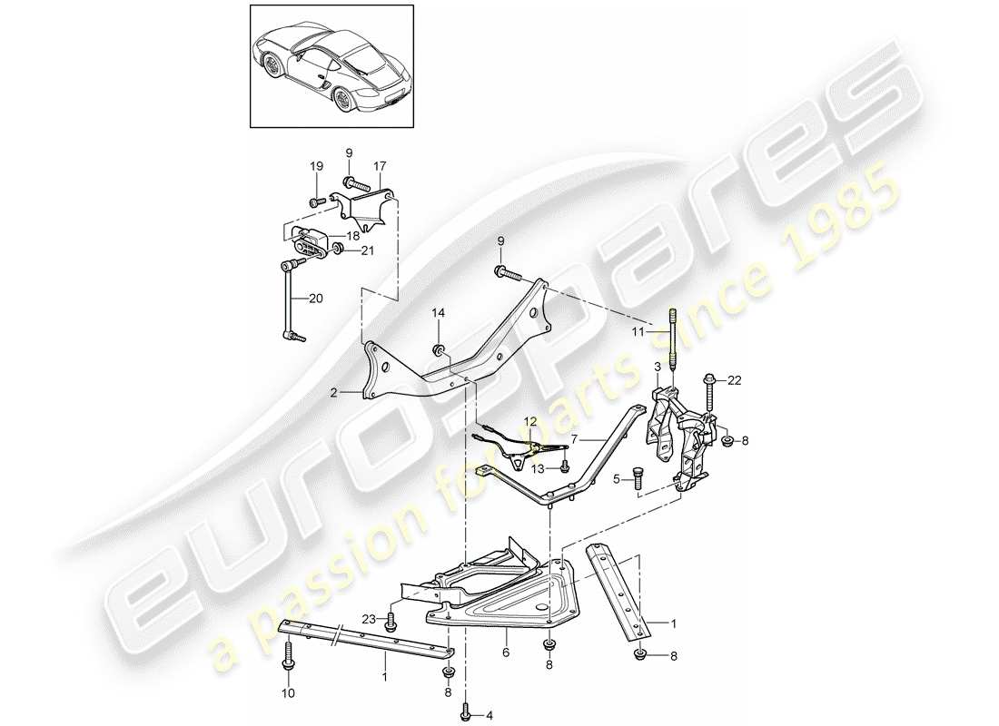 porsche 2009 (987 cayman) essieu arrière schéma des pièces