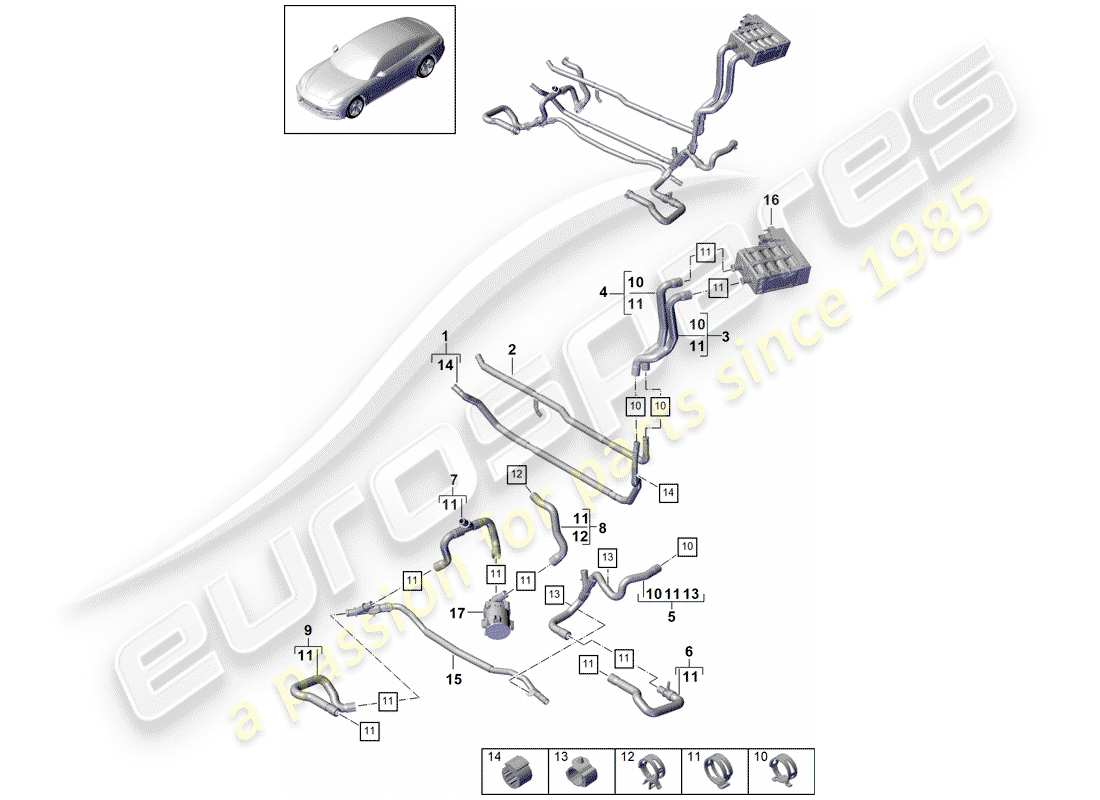 porsche 2017 (panamera 971-1) schéma des pièces du chauffage