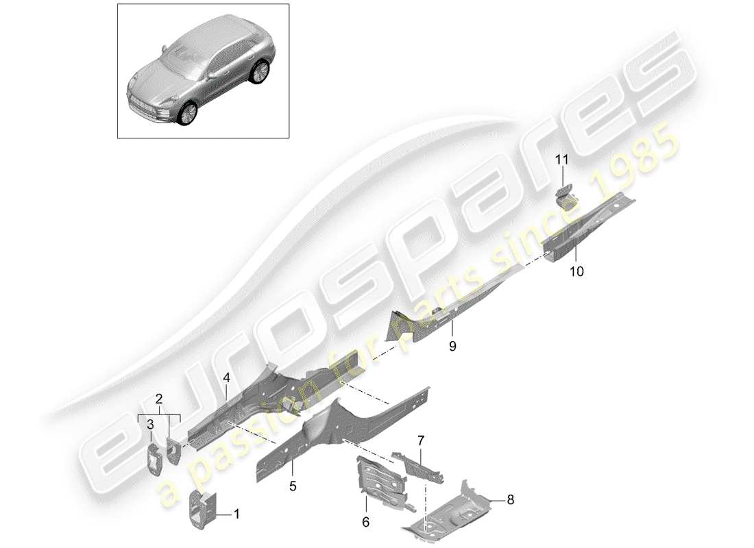 porsche 2019 (macan) schéma des pièces front end