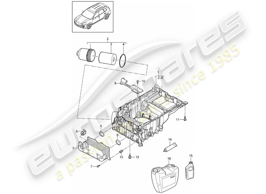 porsche 2011 (cayenne e2 92a) boîtier conducteur d'huile schéma des pièces