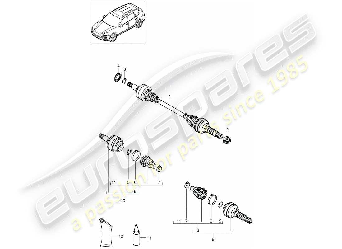 porsche 2015 (cayenne e2 92a) arbre de transmission schéma des pièces