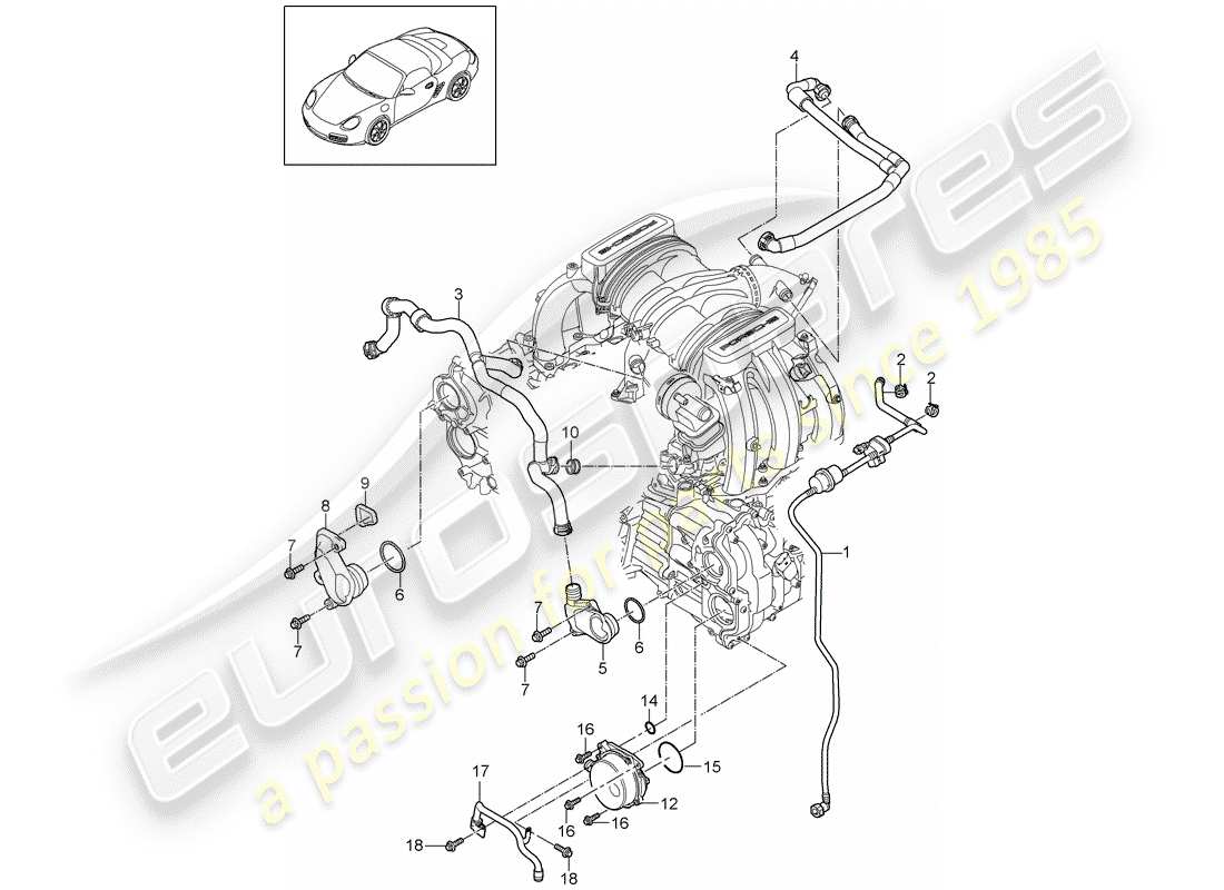 porsche 2011 (987 boxster) carter schéma des pièces