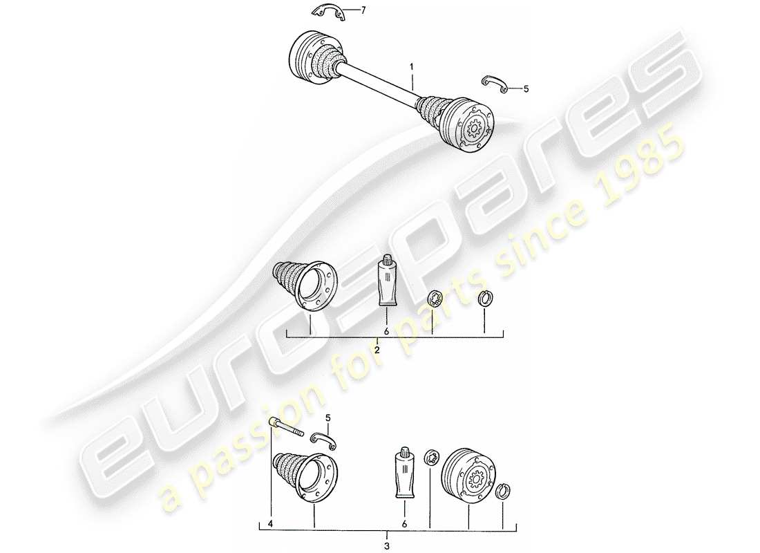 porsche 1991 (944) arbre de transmission schéma des pièces