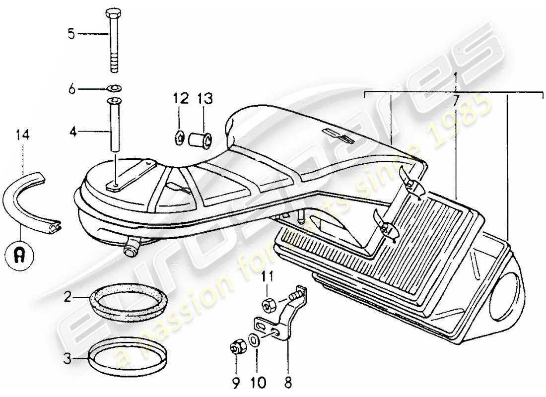porsche 1990 (964) purificateur d'air schéma des pièces