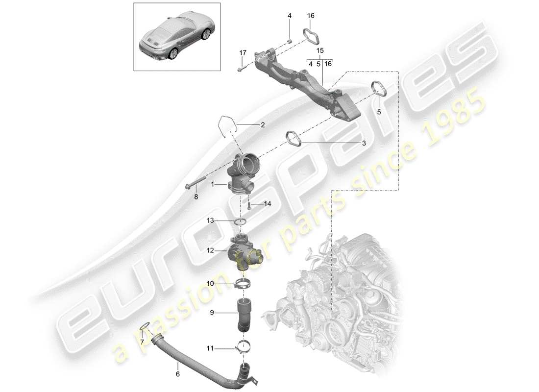 porsche 2014 (991-1 turbo) schéma des pièces du sous-châssis