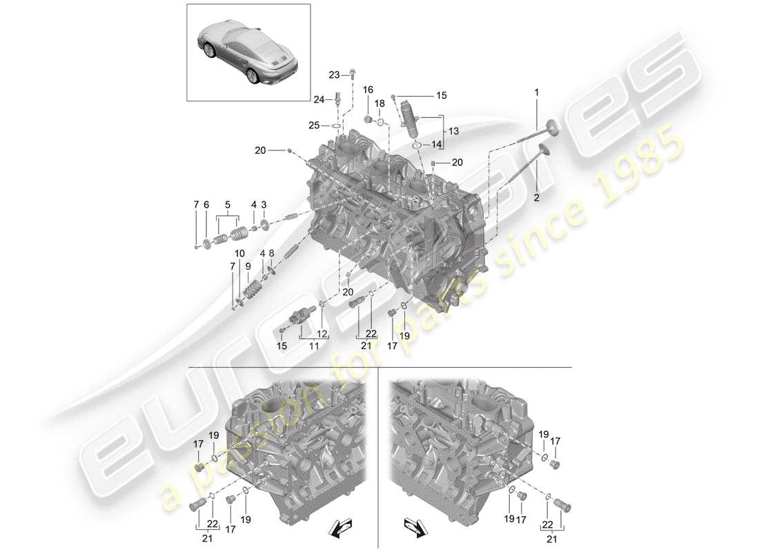 porsche 2014 (991-1 turbo) culasse schéma des pièces